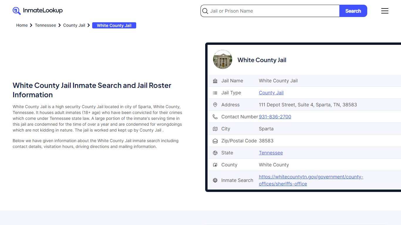 White County Jail Inmate Search - Sparta Tennessee - Inmate Lookup